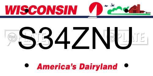 S34ZNU Wisconsin License Plate