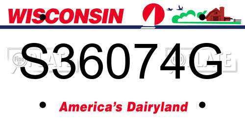 S36074G Wisconsin License Plate