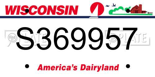 S369957 Wisconsin License Plate