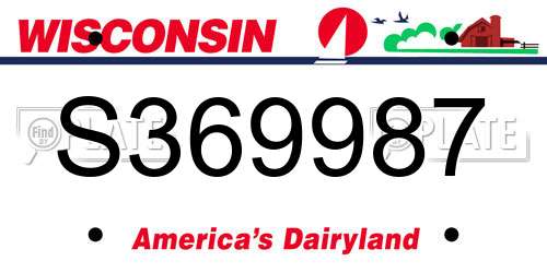 S369987 Wisconsin License Plate