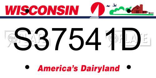 S37541D Wisconsin License Plate