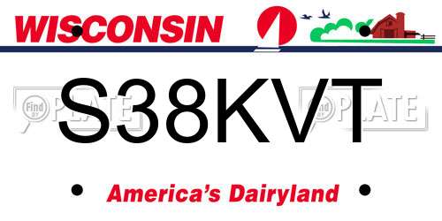 S38KVT Wisconsin License Plate