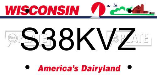 S38KVZ Wisconsin License Plate