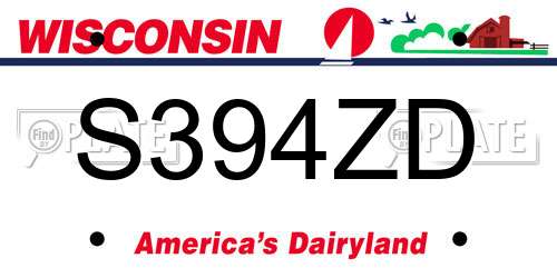 S394ZD Wisconsin License Plate
