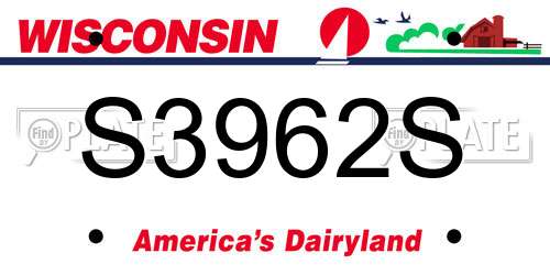 S3962S Wisconsin License Plate