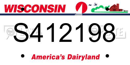 S412198 Wisconsin License Plate