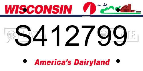S412799 Wisconsin License Plate