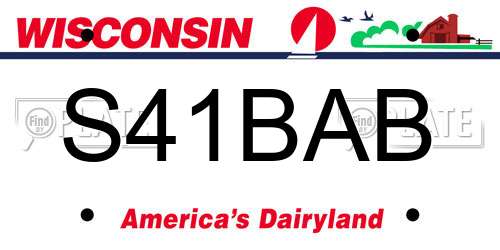 S41BAB Wisconsin License Plate