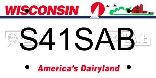 S41SAB Wisconsin License Plate
