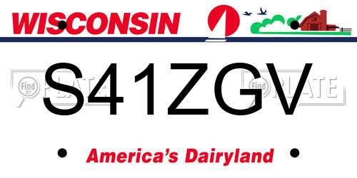S41ZGV Wisconsin License Plate