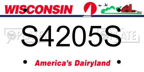 S4205S Wisconsin License Plate