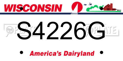 S4226G Wisconsin License Plate
