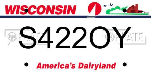 S422OY Wisconsin License Plate