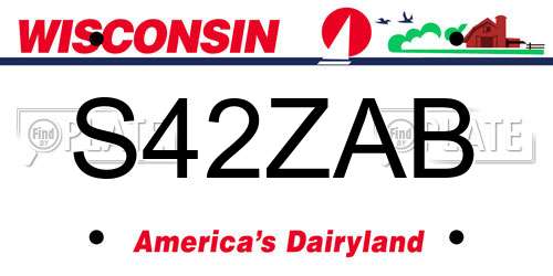 S42ZAB Wisconsin License Plate