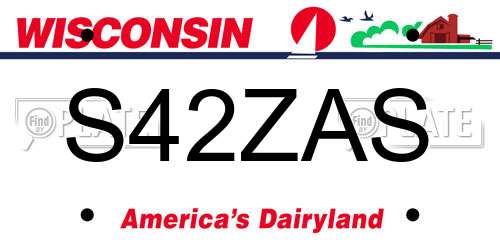 S42ZAS Wisconsin License Plate