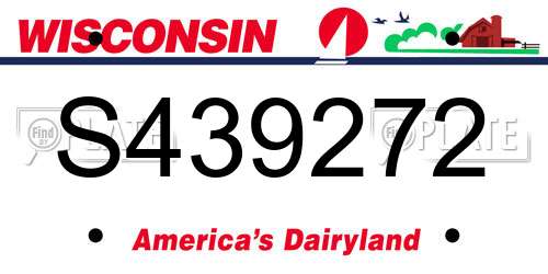 S439272 Wisconsin License Plate