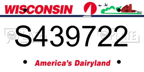 S439722 Wisconsin License Plate