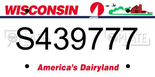S439777 Wisconsin License Plate