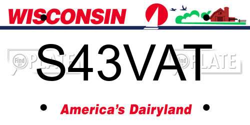 S43VAT Wisconsin License Plate