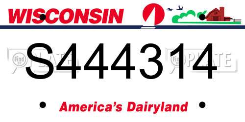 S444314 Wisconsin License Plate