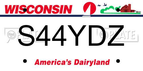 S44YDZ Wisconsin License Plate