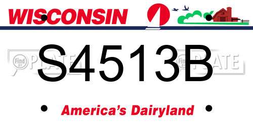 S4513B Wisconsin License Plate