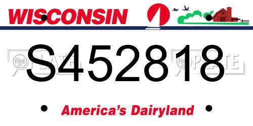 S452818 Wisconsin License Plate
