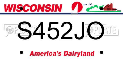 S452JO Wisconsin License Plate