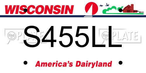 S455LL Wisconsin License Plate