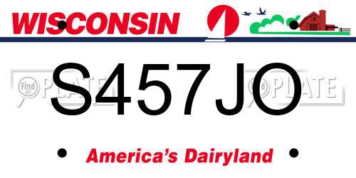 S457JO Wisconsin License Plate