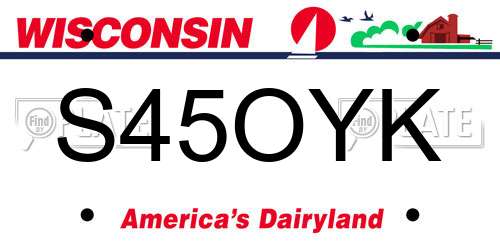 S45OYK Wisconsin License Plate