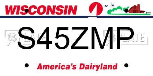 S45ZMP Wisconsin License Plate
