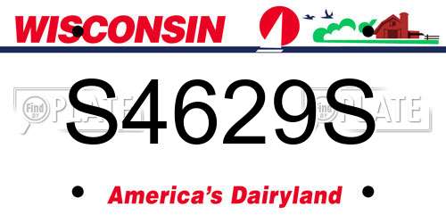 S4629S Wisconsin License Plate