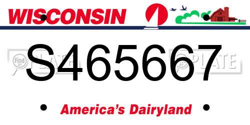 S465667 Wisconsin License Plate