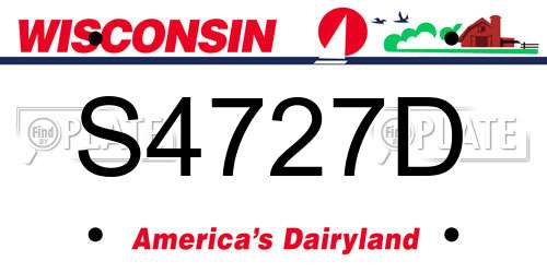S4727D Wisconsin License Plate
