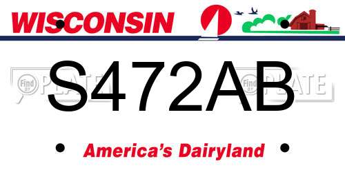 S472AB Wisconsin License Plate