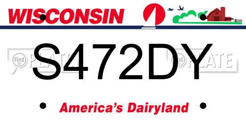 S472DY Wisconsin License Plate