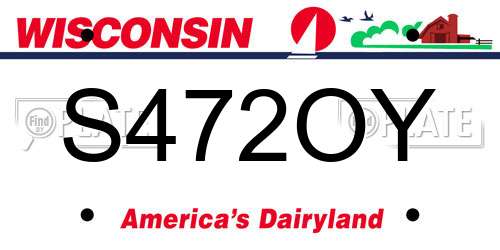 S472OY Wisconsin License Plate