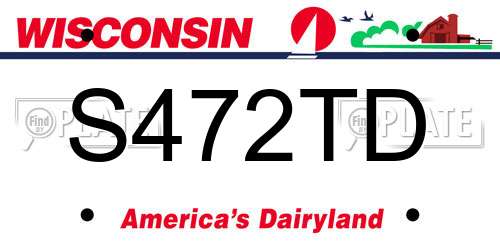 S472TD Wisconsin License Plate