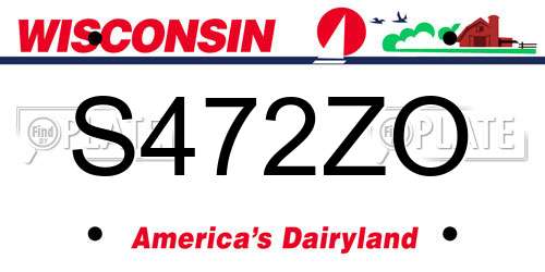 S472ZO Wisconsin License Plate