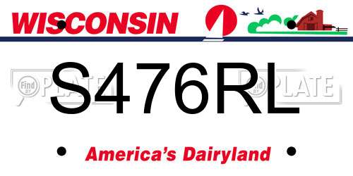 S476RL Wisconsin License Plate