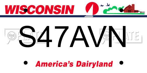 S47AVN Wisconsin License Plate