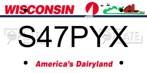 S47PYX Wisconsin License Plate