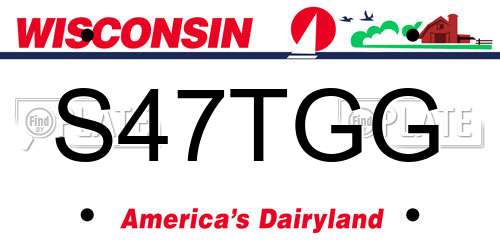 S47TGG Wisconsin License Plate