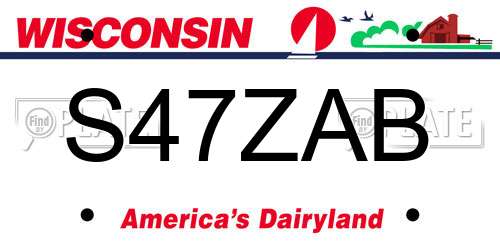S47ZAB Wisconsin License Plate