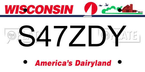 S47ZDY Wisconsin License Plate