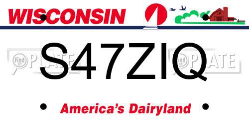 S47ZIQ Wisconsin License Plate