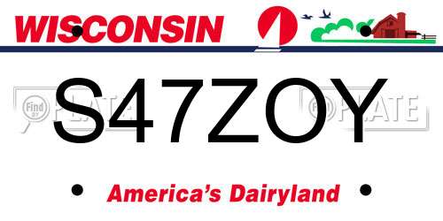 S47ZOY Wisconsin License Plate