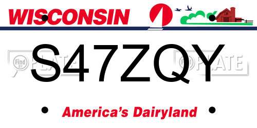 S47ZQY Wisconsin License Plate