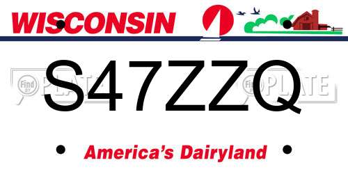 S47ZZQ Wisconsin License Plate